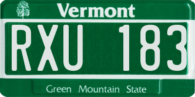 VT license plate RXU183
