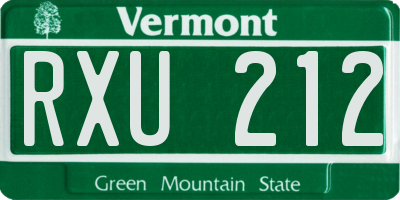 VT license plate RXU212