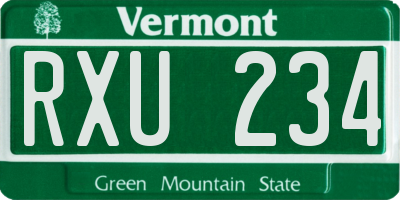 VT license plate RXU234