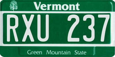 VT license plate RXU237