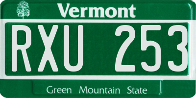 VT license plate RXU253