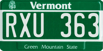 VT license plate RXU363