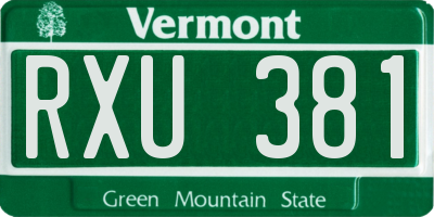 VT license plate RXU381