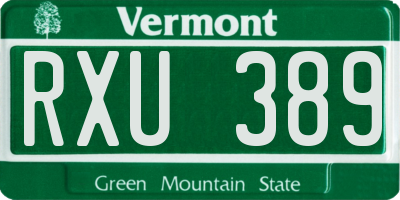 VT license plate RXU389