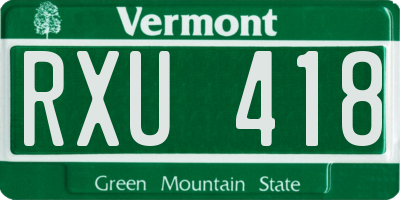 VT license plate RXU418
