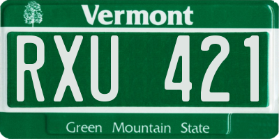 VT license plate RXU421