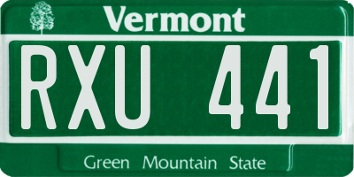VT license plate RXU441