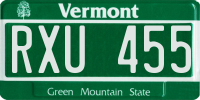 VT license plate RXU455