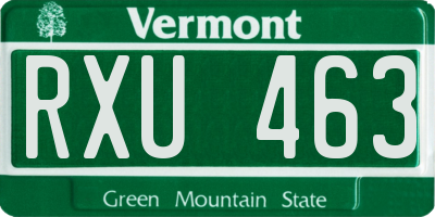 VT license plate RXU463