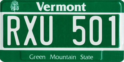 VT license plate RXU501