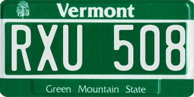 VT license plate RXU508