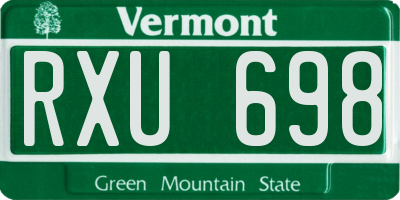 VT license plate RXU698