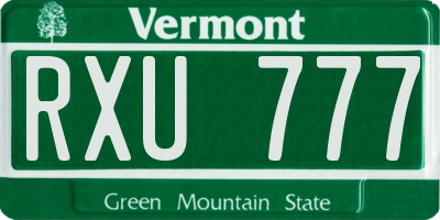 VT license plate RXU777