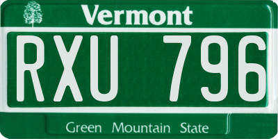 VT license plate RXU796