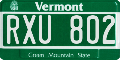 VT license plate RXU802