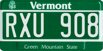 VT license plate RXU908