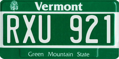 VT license plate RXU921
