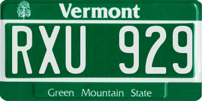 VT license plate RXU929