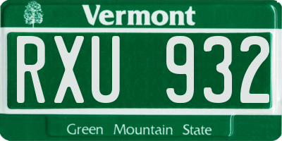 VT license plate RXU932