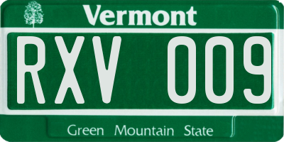 VT license plate RXV009
