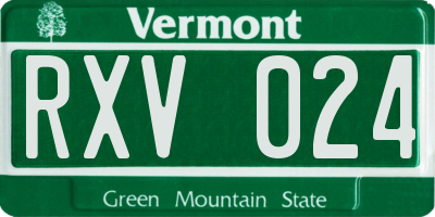 VT license plate RXV024