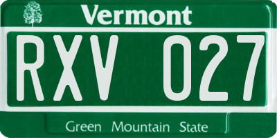 VT license plate RXV027