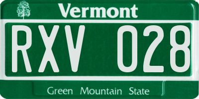 VT license plate RXV028