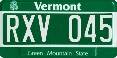 VT license plate RXV045