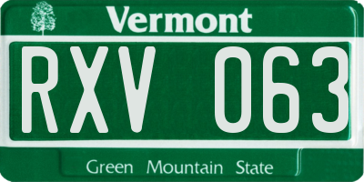 VT license plate RXV063