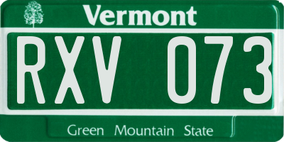 VT license plate RXV073