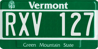 VT license plate RXV127