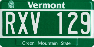 VT license plate RXV129