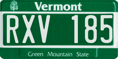 VT license plate RXV185