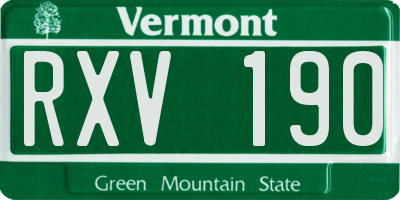 VT license plate RXV190