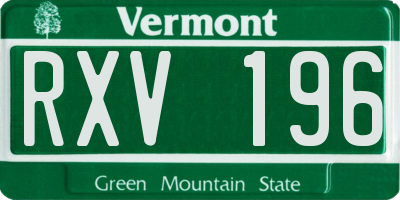VT license plate RXV196