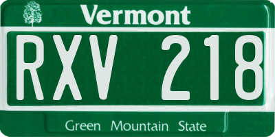 VT license plate RXV218