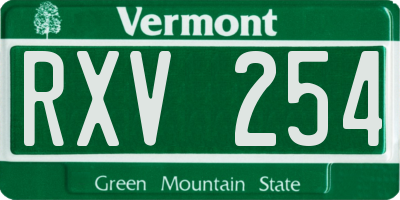 VT license plate RXV254