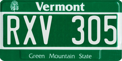 VT license plate RXV305