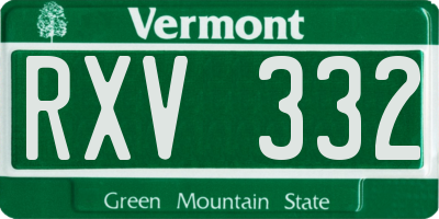 VT license plate RXV332