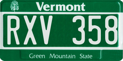 VT license plate RXV358