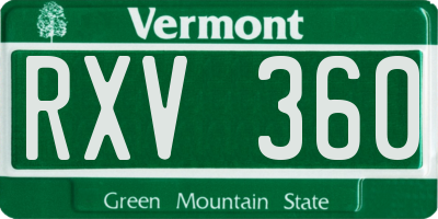 VT license plate RXV360