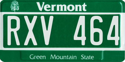 VT license plate RXV464