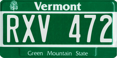 VT license plate RXV472