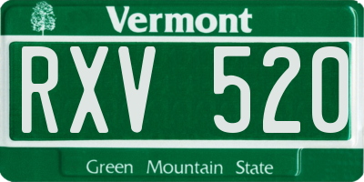 VT license plate RXV520