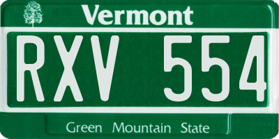 VT license plate RXV554