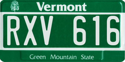 VT license plate RXV616