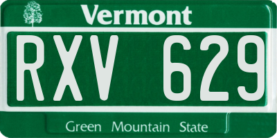 VT license plate RXV629