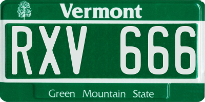 VT license plate RXV666