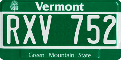VT license plate RXV752