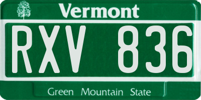 VT license plate RXV836